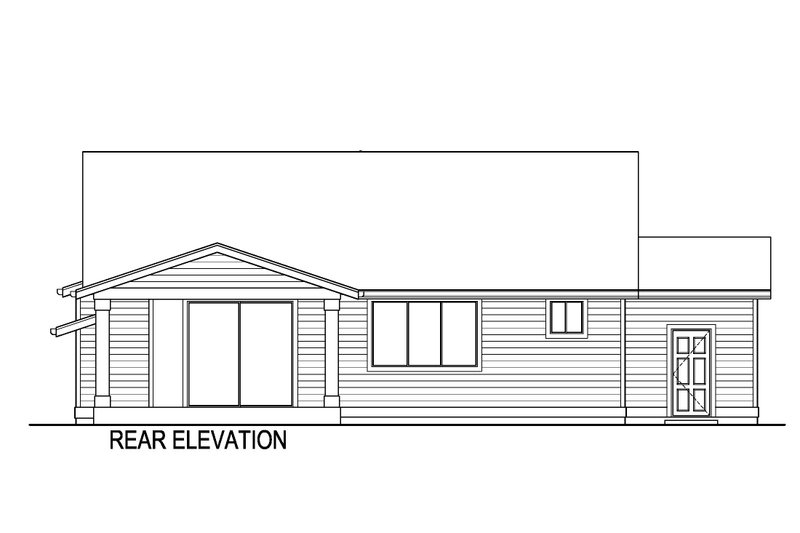 House Plan Design - Exterior - Rear Elevation for Ranch House Plan #569-75 - 3 bed, 2 bath
