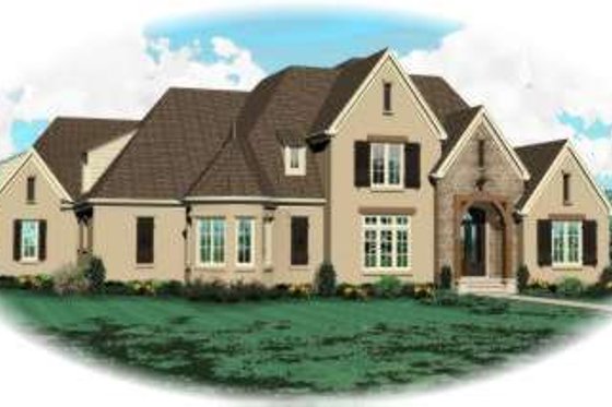 Exterior - Front Elevation for European House Plan #81-1636 - 5 bed, 3.5 bath