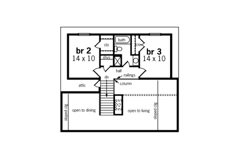 Home Plan - Floor Plan - Upper Floor for European House Plan #45-319 - 3 bed, 2 bath