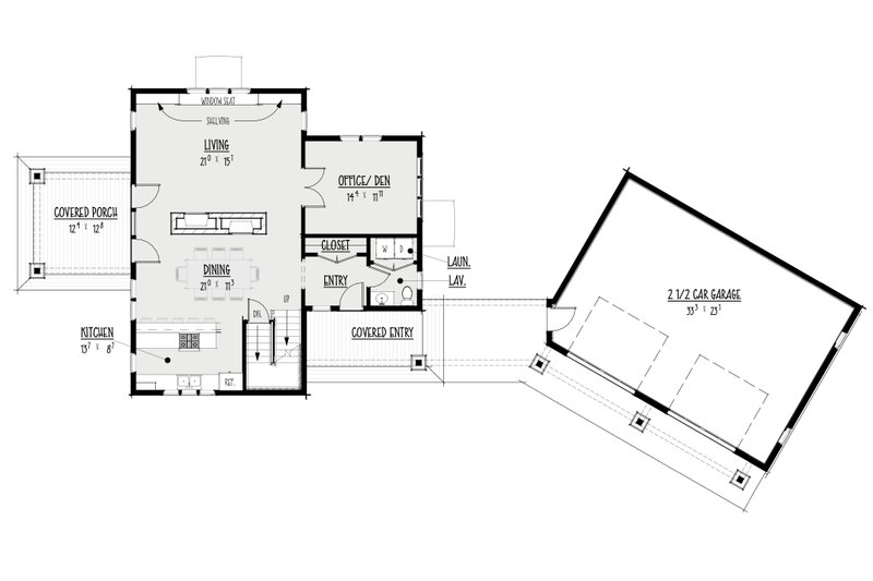 Architectural House Design - Floor Plan - Main Floor for Farmhouse House Plan #1088-4 - 3 bed, 2.5 bath