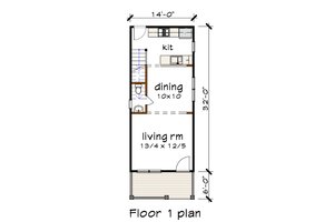 Floor Plan - Main Floor for Farmhouse House Plan #79-277 - 2 bed, 1.5 bath
