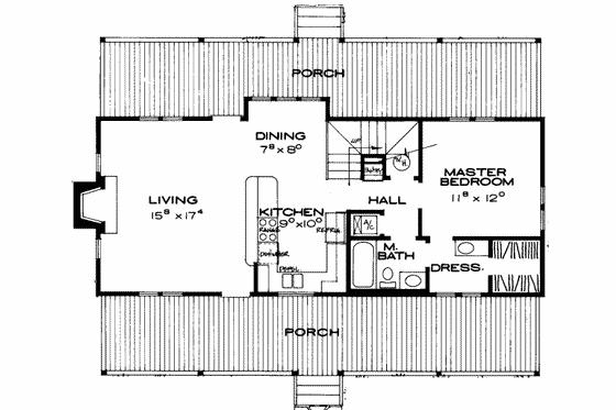 Floor Plan - Main Floor for Southern House Plan #312-137 - 2 bed, 2 bath
