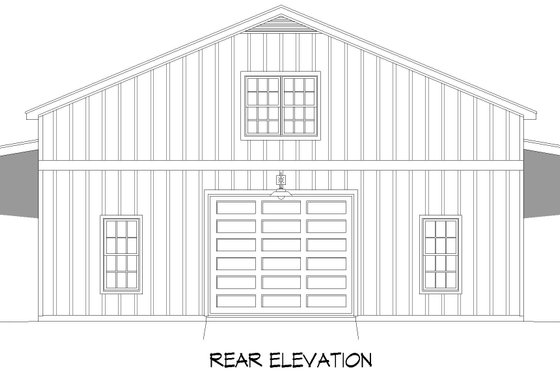 Exterior - Rear Elevation for Country House Plan #932-994, 1 bath