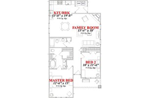 Floor Plan - Main Floor for Bungalow House Plan #63-294 - 2 bed, 2 bath