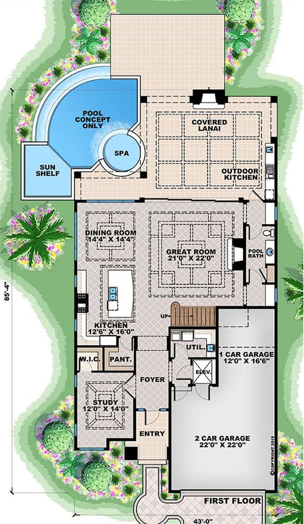 Beach Floor Plan - Main Floor Plan #27-557