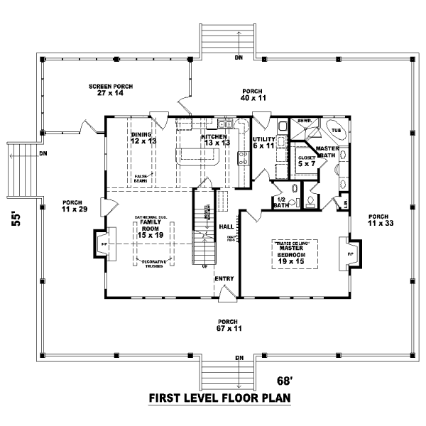 Country Floor Plan - Main Floor Plan #81-13663