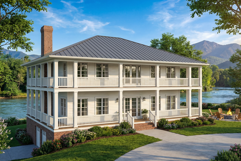 Dream House Plan - Exterior - Front Elevation 3 for Southern House Plan #17-2053 - 3 bed, 3.5 bath