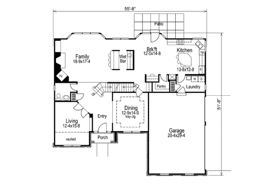 Floor Plan - Main Floor for Colonial House Plan #57-274 - 4 bed, 2.5 bath