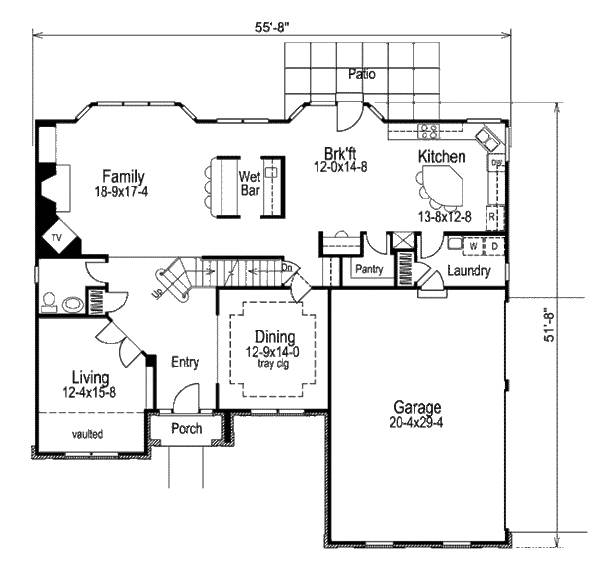 Colonial Floor Plan - Main Floor Plan #57-274