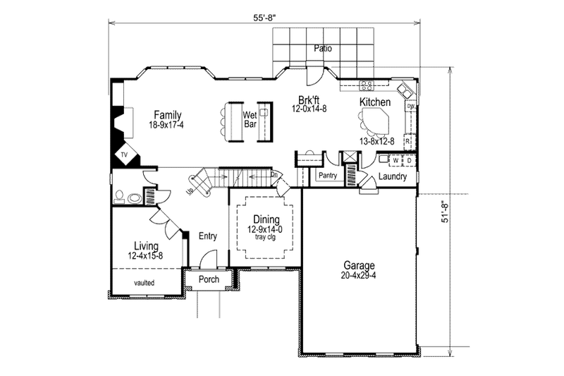 Home Plan - Floor Plan - Main Floor for Colonial House Plan #57-274 - 4 bed, 2.5 bath