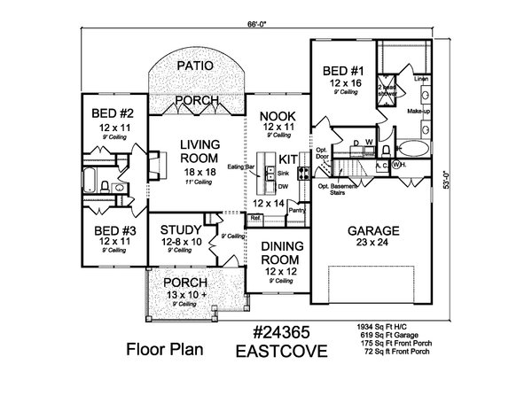 House Blueprint - Cottage Floor Plan - Main Floor Plan #513-2193