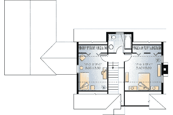 Floor Plan - Upper Floor for Traditional House Plan #23-449 - 2 bed, 1.5 bath