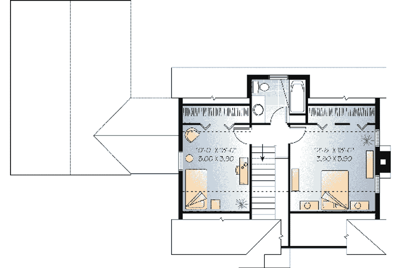 Home Plan - Floor Plan - Upper Floor for Traditional House Plan #23-449 - 2 bed, 1.5 bath