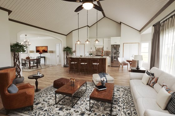 Interior - Family Room 1 for Ranch House Plan #54-568 - 3 bed, 2 bath