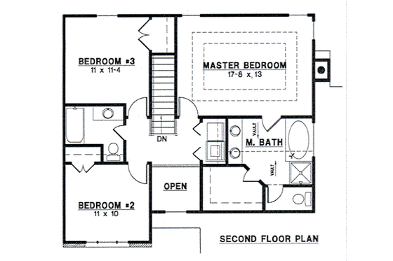 Floor Plan - Upper Floor for Traditional House Plan #67-472 - 3 bed, 2.5 bath