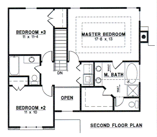 Traditional Floor Plan - Upper Floor Plan #67-472
