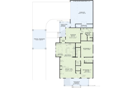 Floor Plan - Main Floor for Colonial House Plan #17-2862 - 3 bed, 2 bath