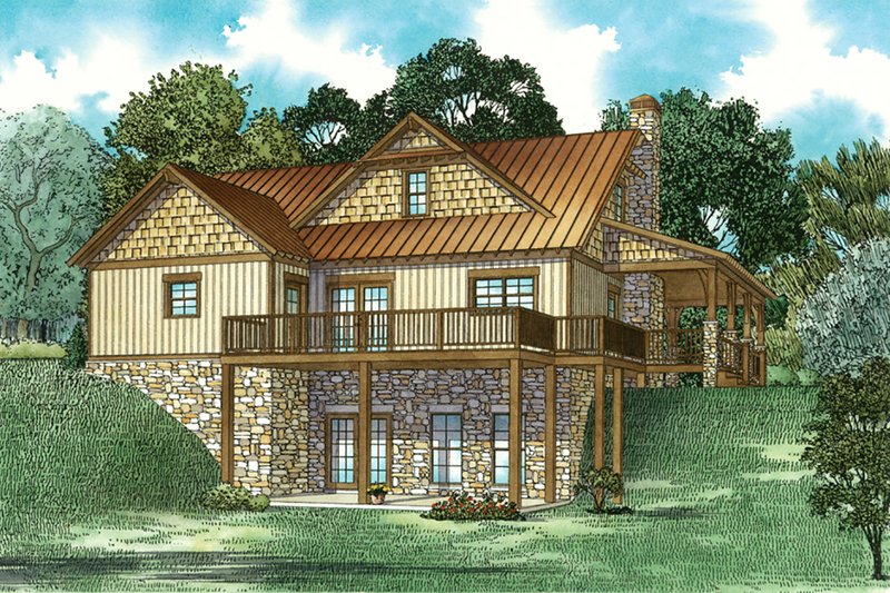 Home Plan - Exterior - Rear Elevation 1 for Craftsman House Plan #17-3427 - 2 bed, 2.5 bath