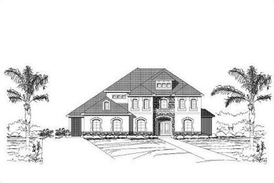 Exterior - Front Elevation for European House Plan #411-523 - 5 bed, 4.5 bath