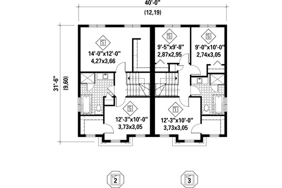 Floor Plan - Upper Floor for Contemporary House Plan #25-4378 - 5 bed, 2 bath