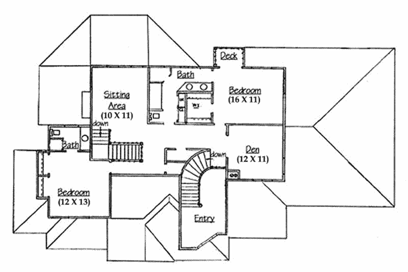 Architectural House Design - Floor Plan - Upper Floor for Traditional House Plan #5-205 - 4 bed, 3.5 bath
