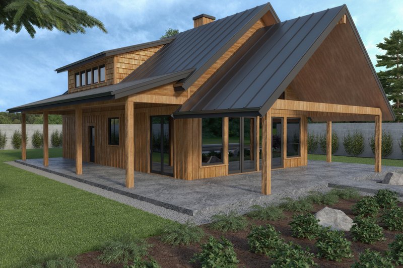 House Blueprint - Cabin Exterior - Front Elevation Plan #1070-100