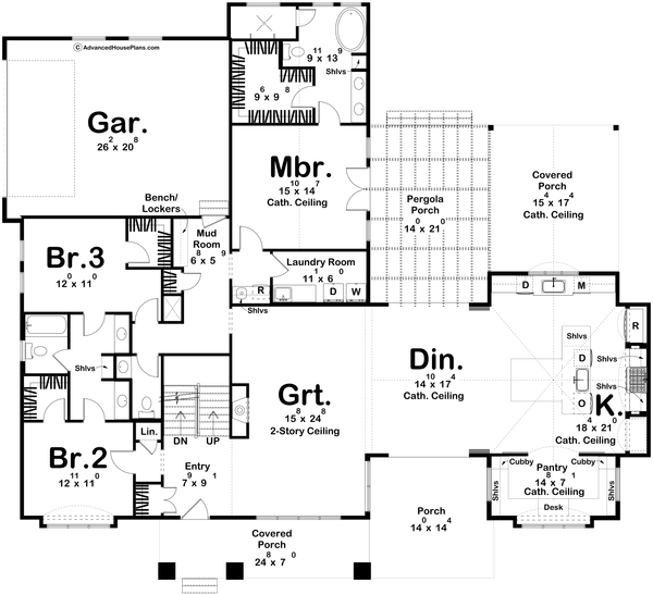 Tudor Floor Plan - Main Floor Plan #455-559