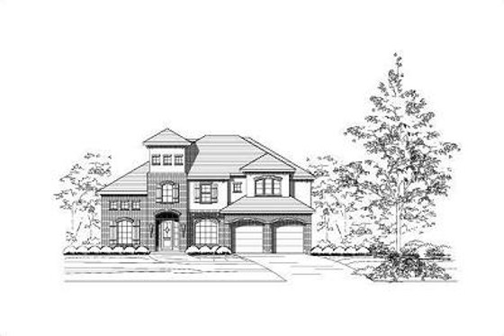 Exterior - Front Elevation for European House Plan #411-313 - 4 bed, 3.5 bath