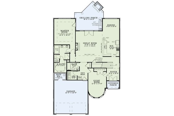Floor Plan - Main Floor for European House Plan #17-2566 - 3 bed, 3 bath