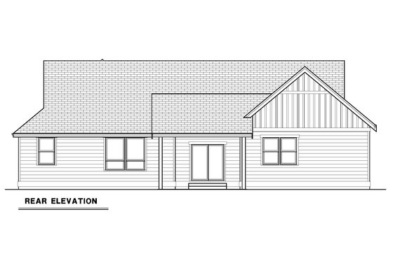 Exterior - Rear Elevation for Craftsman House Plan #1070-206 - 3 bed, 2 bath