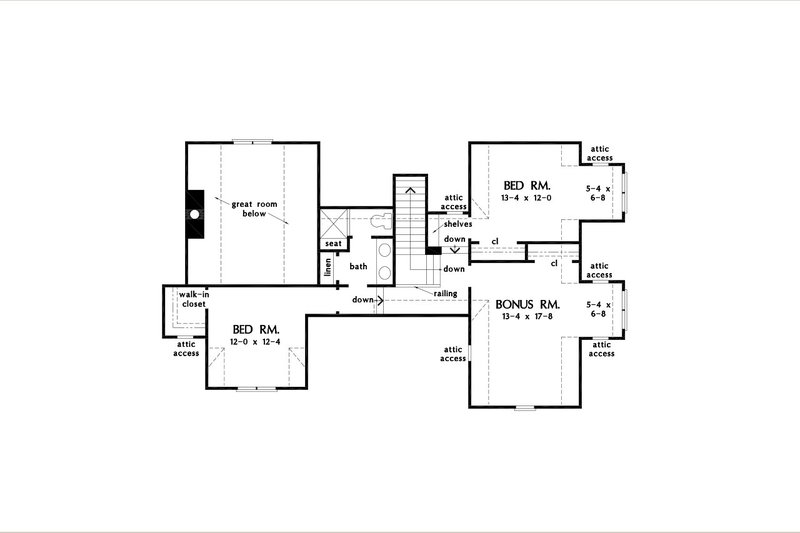 House Blueprint - Floor Plan - Upper Floor for Modern House Plan #929-1173 - 4 bed, 3 bath