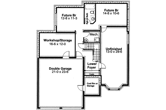 Floor Plan - Lower Floor for Traditional House Plan #126-134 - 4 bed, 2.5 bath