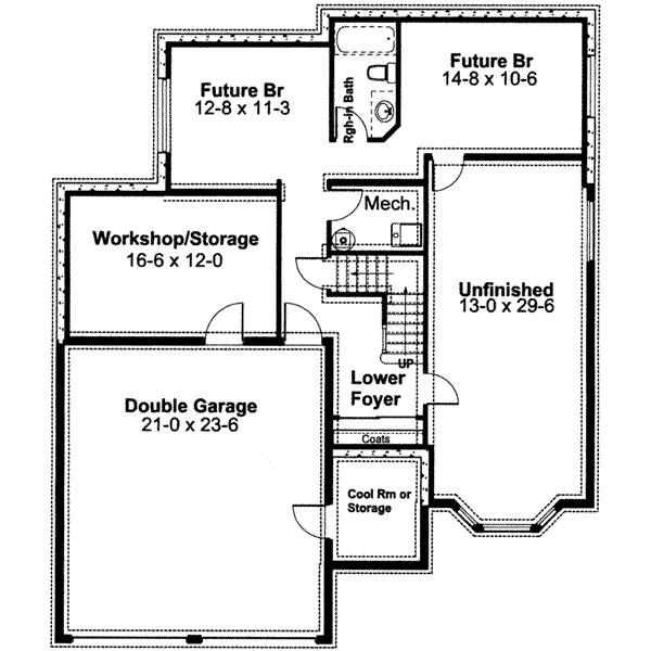 Home Plan - Traditional Floor Plan - Lower Floor Plan #126-134