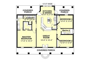 Floor Plan - Main Floor for Southern House Plan #44-168 - 3 bed, 2 bath