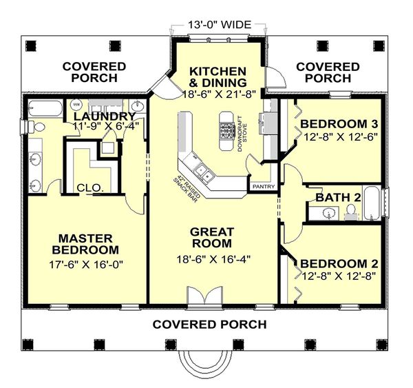 House Design - Southern Floor Plan - Main Floor Plan #44-168