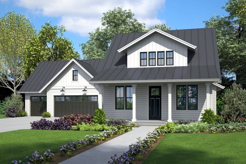 House Blueprint - Farmhouse Exterior - Front Elevation Plan #48-995