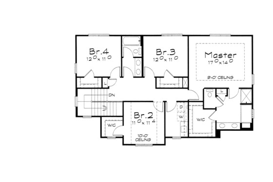Floor Plan - Upper Floor for Traditional House Plan #20-2112 - 4 bed, 2.5 bath