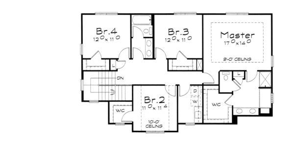 Traditional Floor Plan - Upper Floor Plan #20-2112