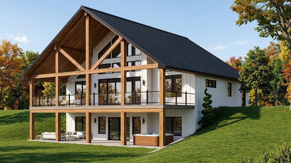 Exterior - Rear Elevation 2 for Barndominium House Plan #1064-311 - 2 bed, 2 bath
