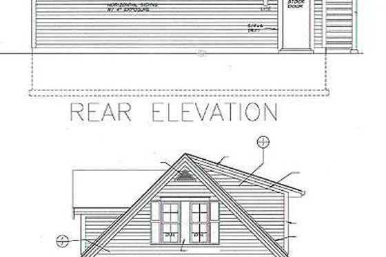 Exterior - Rear Elevation for Traditional House Plan #72-252, 1 bath