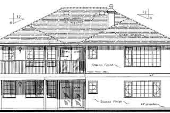 Exterior - Rear Elevation for Traditional House Plan #18-333 - 3 bed, 2 bath