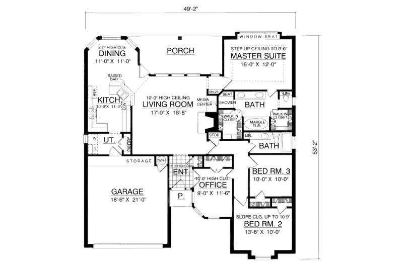 Architectural House Design - Floor Plan - Main Floor for European House Plan #40-119 - 3 bed, 2 bath