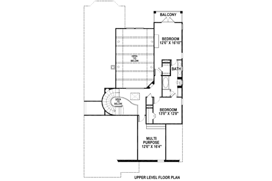 Floor Plan - Upper Floor for European House Plan #141-187 - 3 bed, 2.5 bath