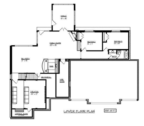 Dream House Plan - European Floor Plan - Lower Floor Plan #320-501