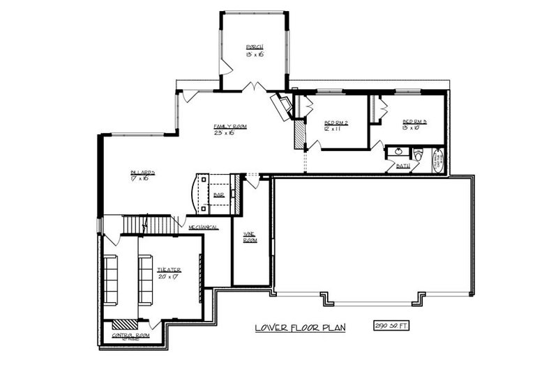 Home Plan - Floor Plan - Lower Floor for European House Plan #320-501 - 3 bed, 3 bath