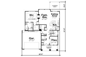 Floor Plan - Main Floor for Craftsman House Plan #20-2154 - 3 bed, 2.5 bath