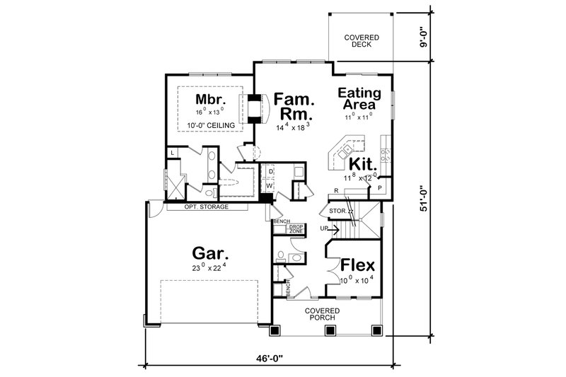 Dream House Plan - Floor Plan - Main Floor for Craftsman House Plan #20-2154 - 3 bed, 2.5 bath