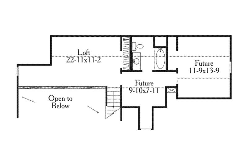 House Blueprint - Floor Plan - Upper Floor for Colonial House Plan #406-191 - 3 bed, 2 bath