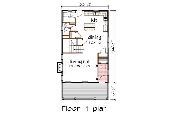Floor Plan - Main Floor for Southern House Plan #79-198 - 3 bed, 2.5 bath