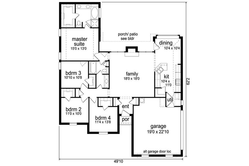 Architectural House Design - Floor Plan - Main Floor for Traditional House Plan #84-560 - 4 bed, 0 bath